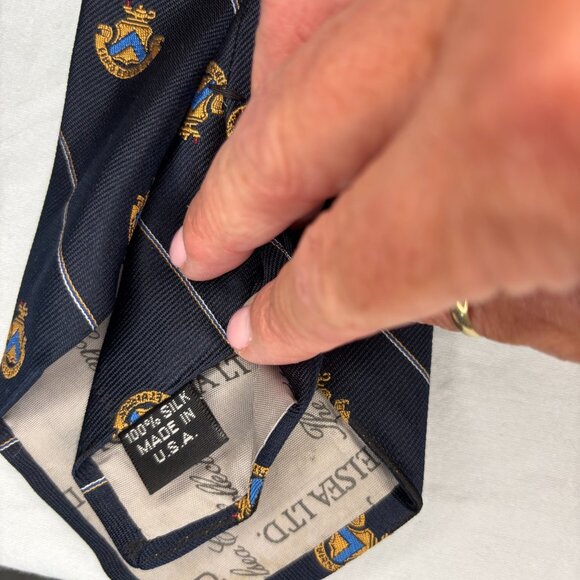 WM CHELSEA 100% Silk Mens Tie Navy Emblem - Picture 3 of 4